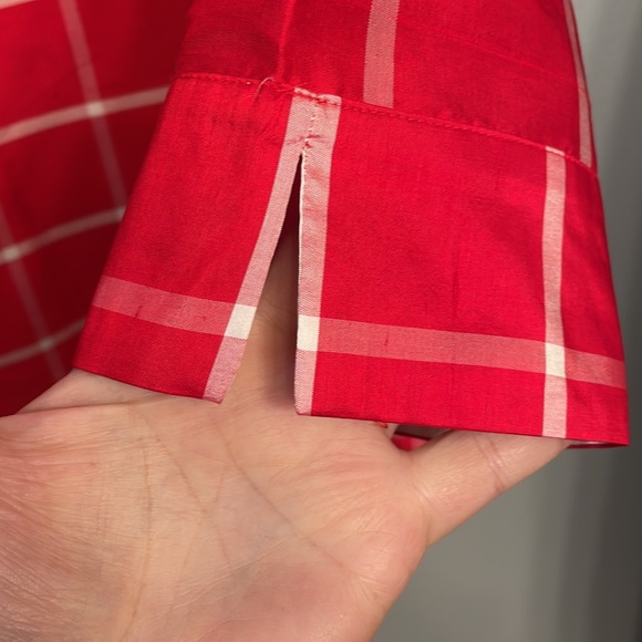 Vintage Silk Red/white Windowpane Button Down size S - Picture 6 of 6